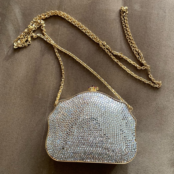 Authentic Judith Leiber Fullbead Minaudiere Evening Clutch Shoulder Crossbody - Picture 1 of 16